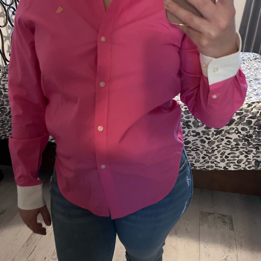 Polo by Ralph Lauren Pink and White Button Down Shirt